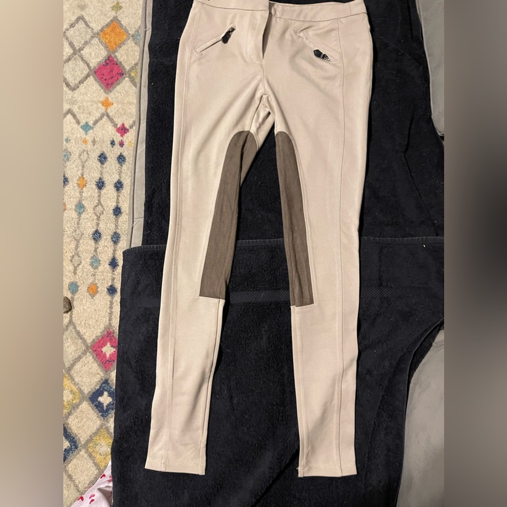 BCBG Riding Pants.  Tan with dark brown patches. Waist size 26.